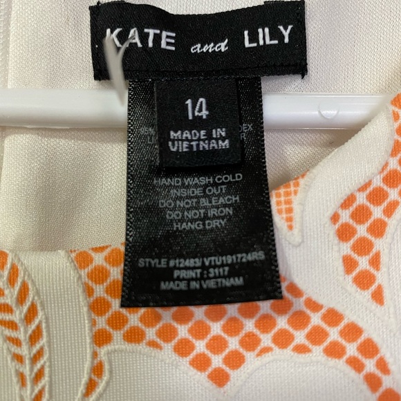 KATE and LILY FLORAL MIDI DRESS COLOR PEACH & WHITE SIZE 14 - Picture 2 of 5